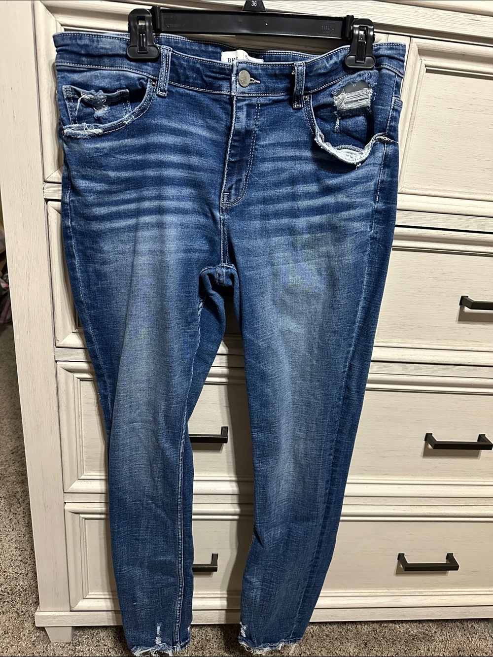 BKE Blue Distressed Back-Pocket Skinny Jeans